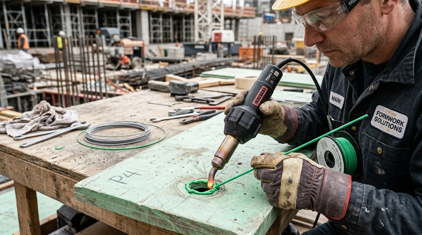 Jobsite Formwork Maintenance, Cleaning & Hot-Air Extrusion Welding Repair